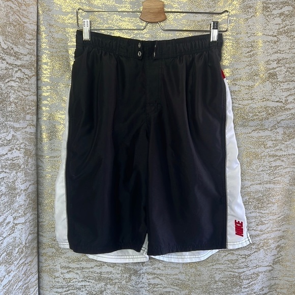 Nike Black/White And Red Swim Shorts Size S - Picture 2 of 14
